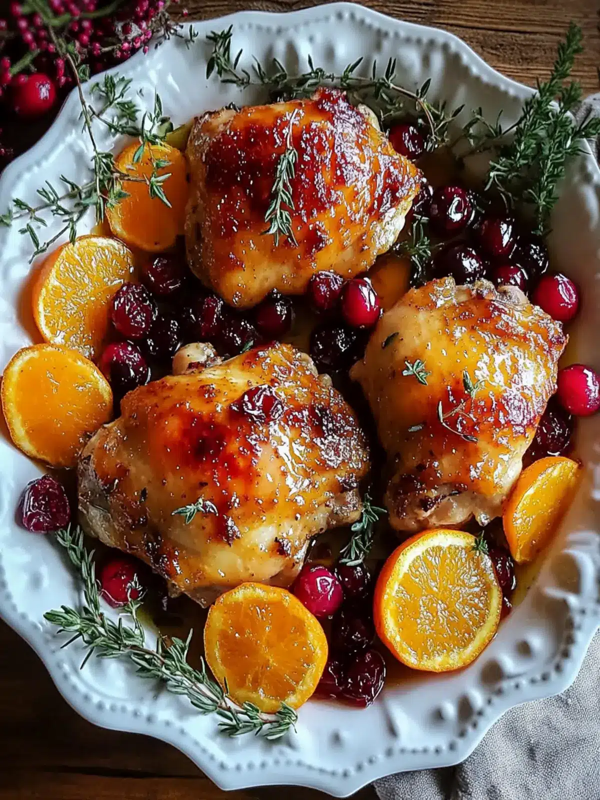 Baked Orange Cranberry Chicken Thighs