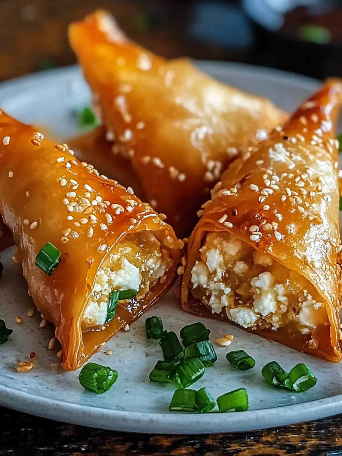 Hot Honey Feta Wonton Rolls