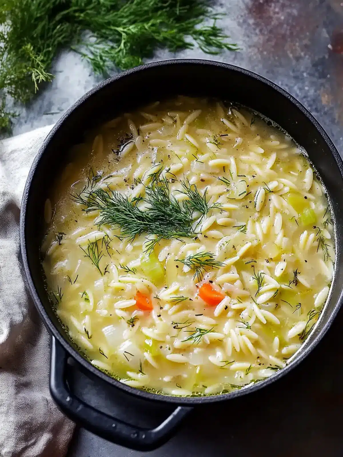 Irresistible Orzo, Leek And Dill Soup