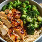 Spicy Garlic Chicken and Broccoli Noodle Bowls