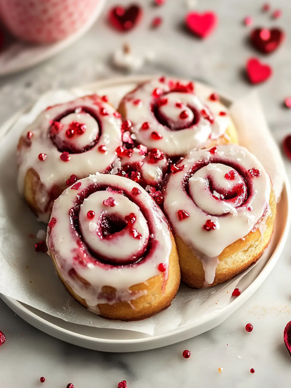 Red Velvet Valentine’s Day Cinnamon Rolls