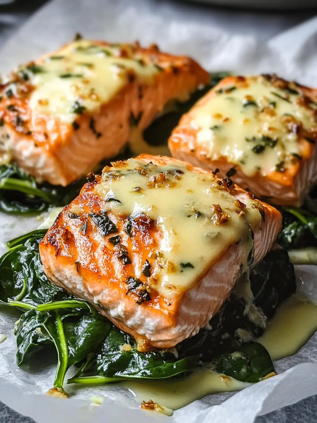 Baked Salmon with Spinach