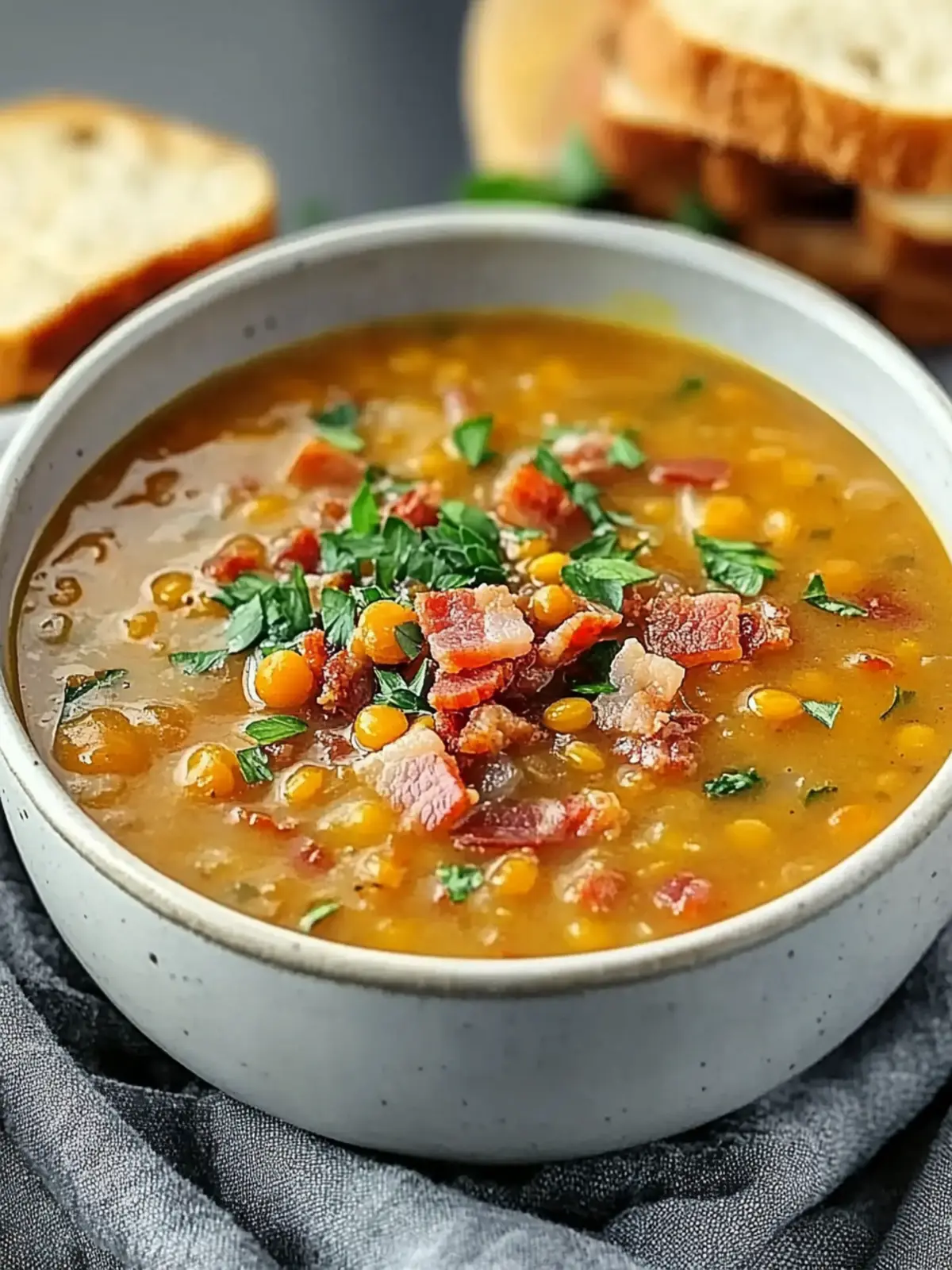 French Lentil Bacon Soup