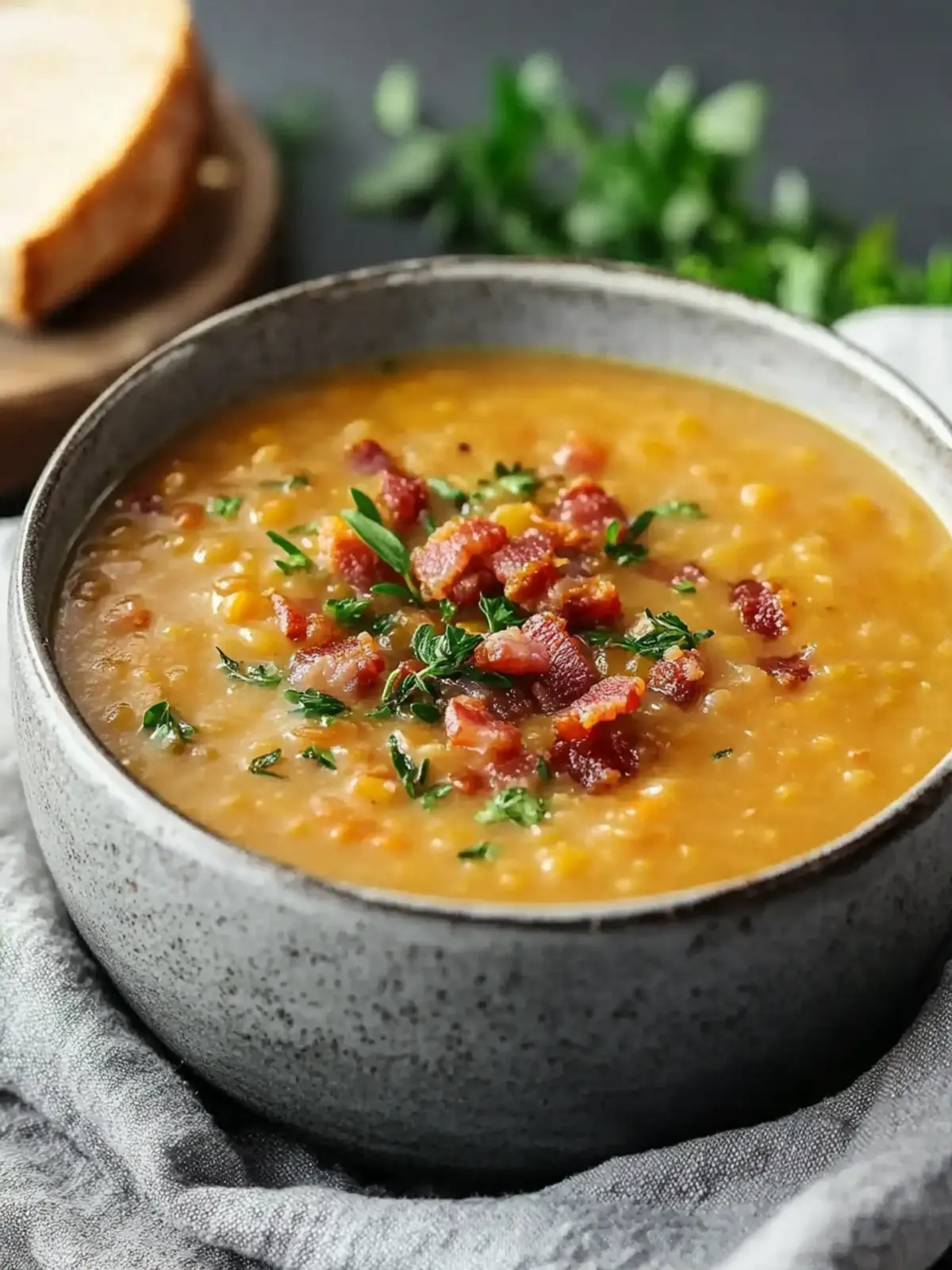 French Lentil Bacon Soup