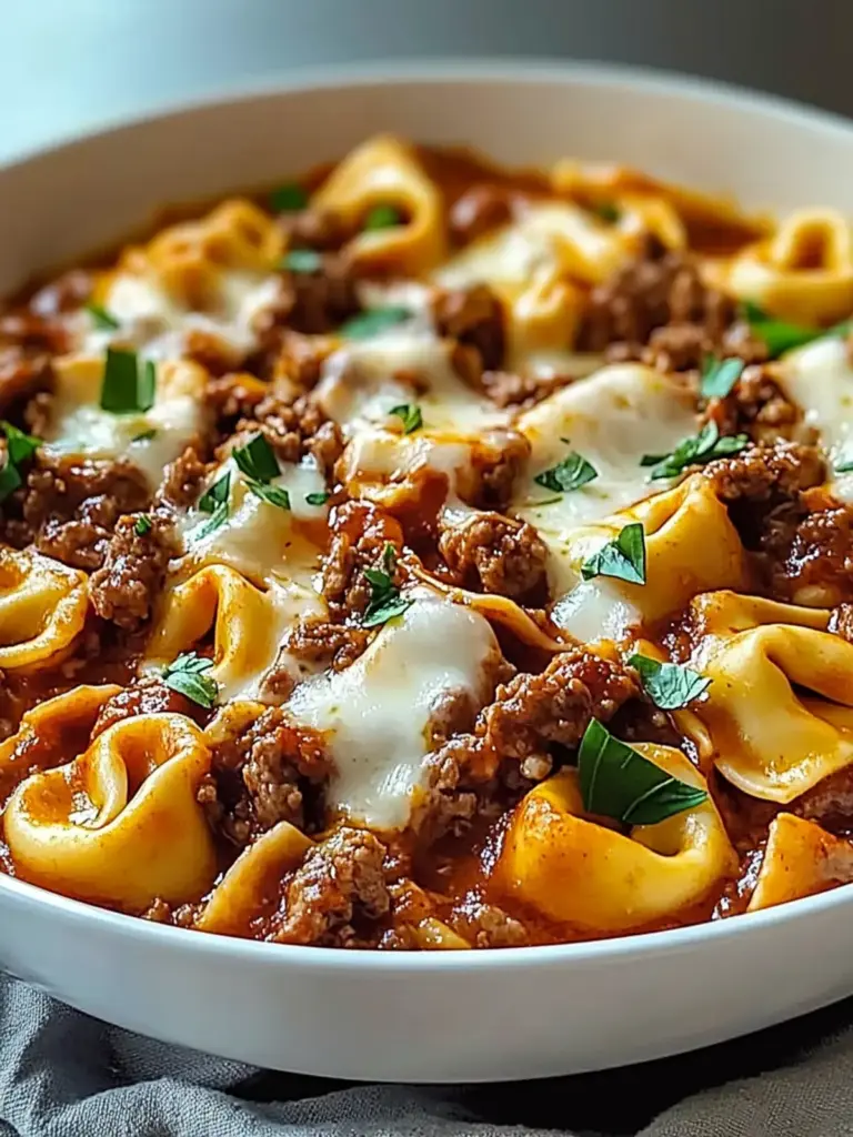 Easy One-Pan Beefy Tortellini Bake