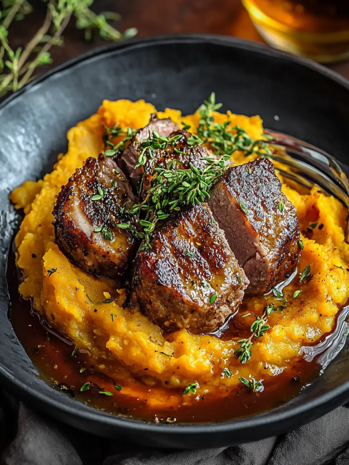 Apple Cider Pork with Mashed Sweet Potatoes