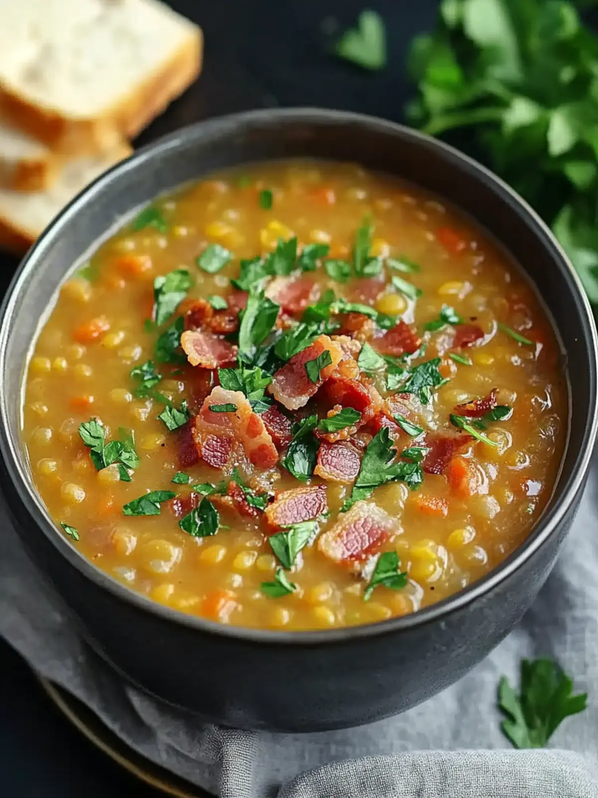 French Lentil Bacon Soup