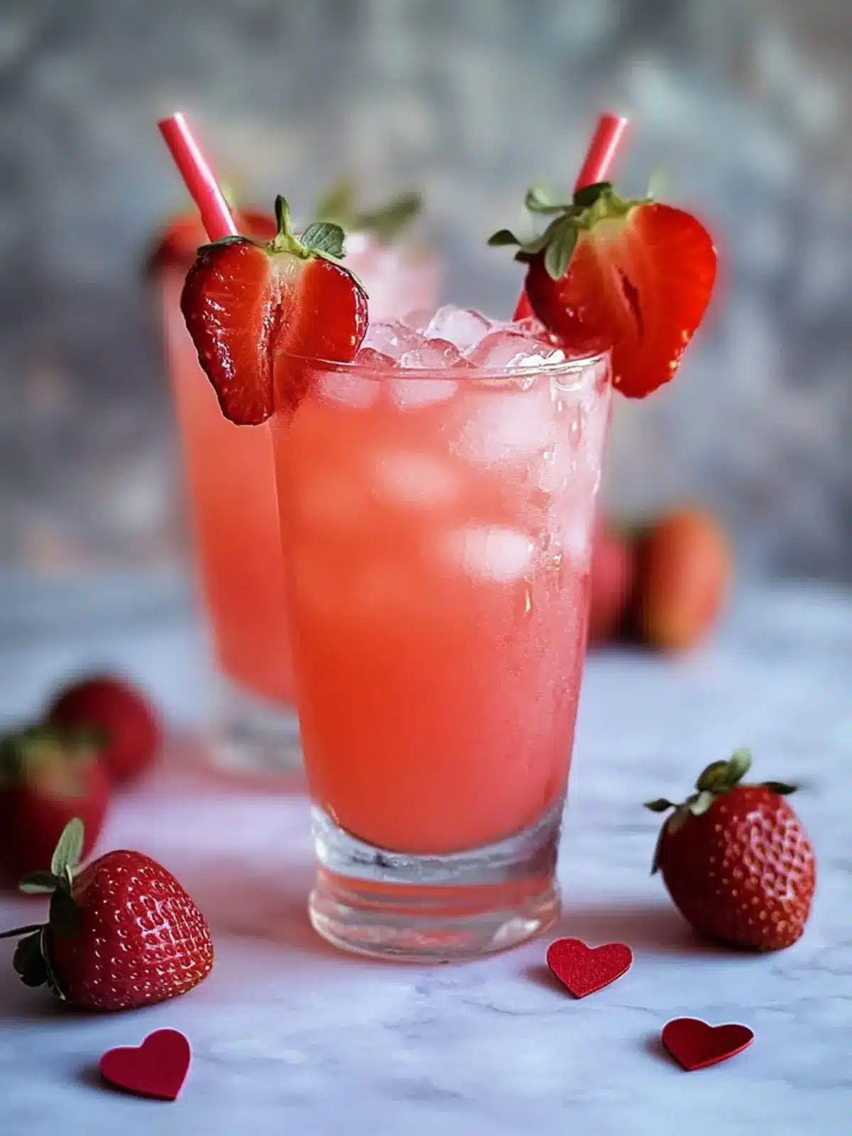 Fresh Strawberry Non-Alcoholic Valentine's Day Mocktail Bliss 2 Fresh Strawberry Non Alcoholic Valentine's Day Mocktail