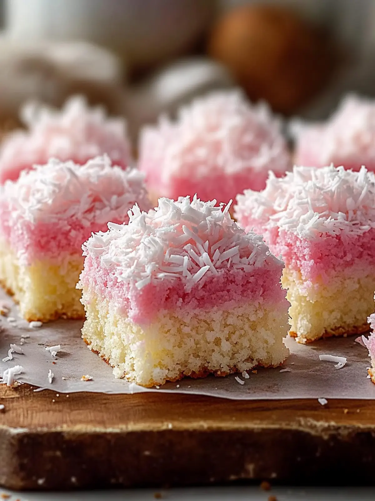 Pink Coconut Snowball Cake Bars