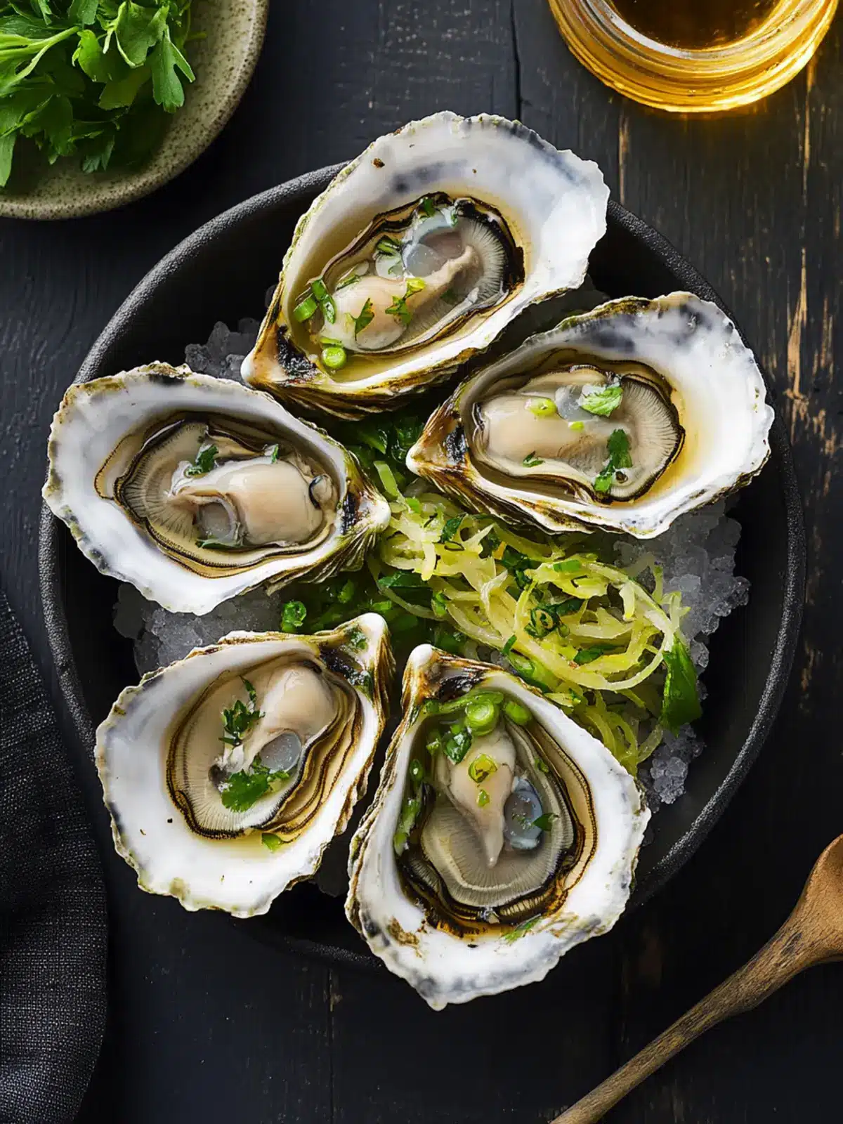 Steamed Oysters with Ginger and Shallots