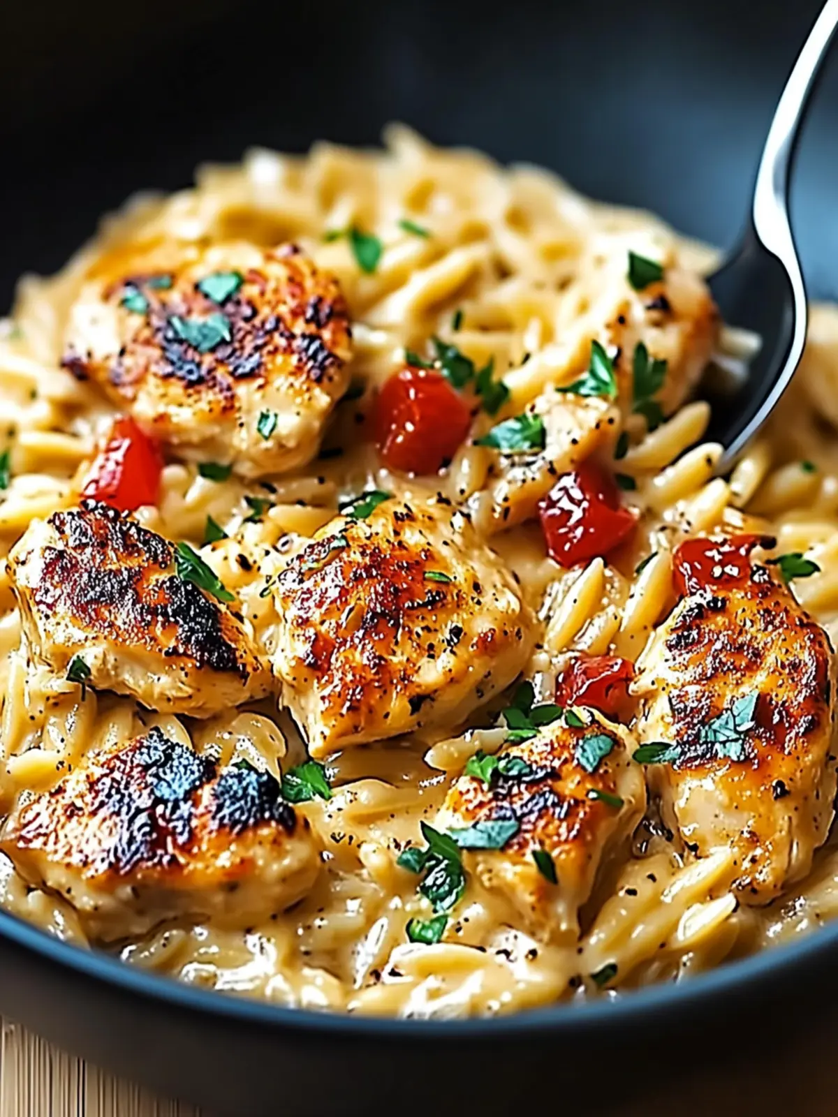 One‑Pot Cajun Chicken Alfredo Orzo
