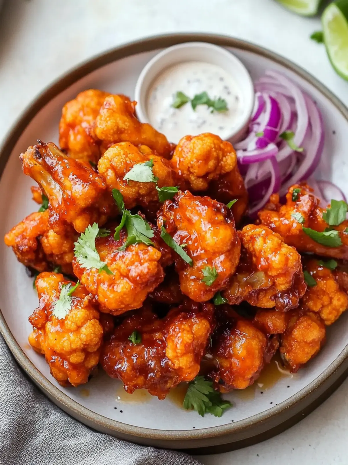 Sweet Spicy Air Fryer Cauliflower Wings with Honey Sriracha 4 Air Fryer Cauliflower Wings with Honey Sriracha