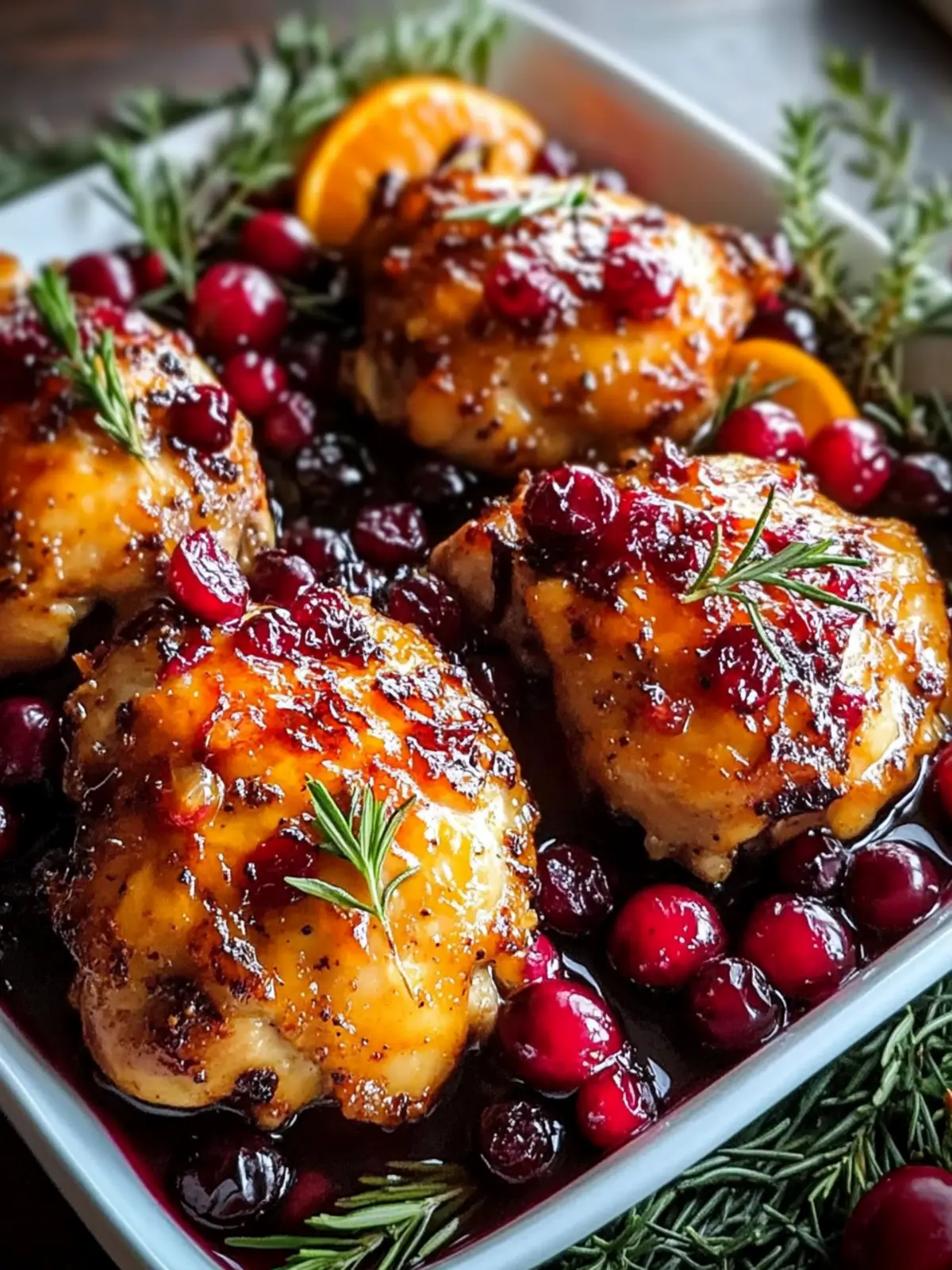 Baked Orange Cranberry Chicken Thighs