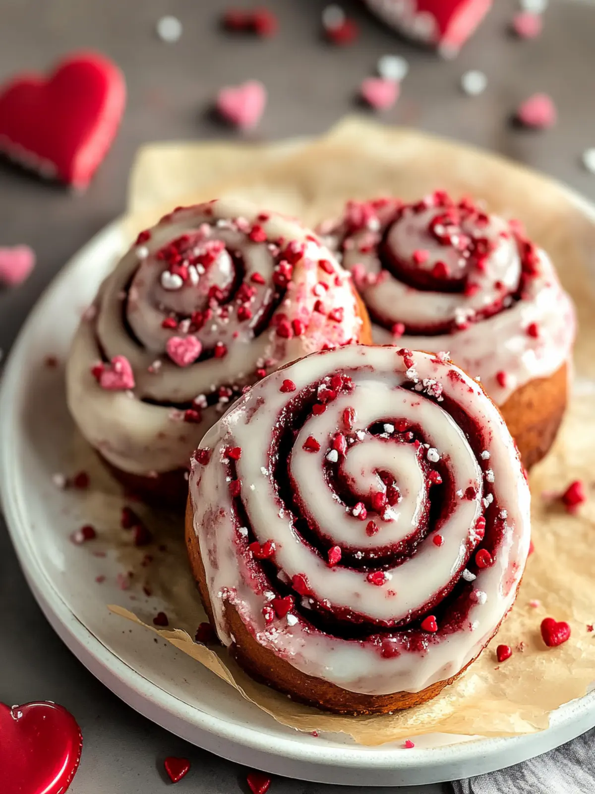 Red Velvet Valentine’s Day Cinnamon Rolls