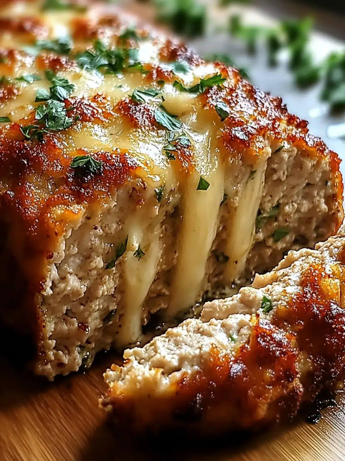 Parmesan Chicken Meatloaf with Gooey Cheese Center