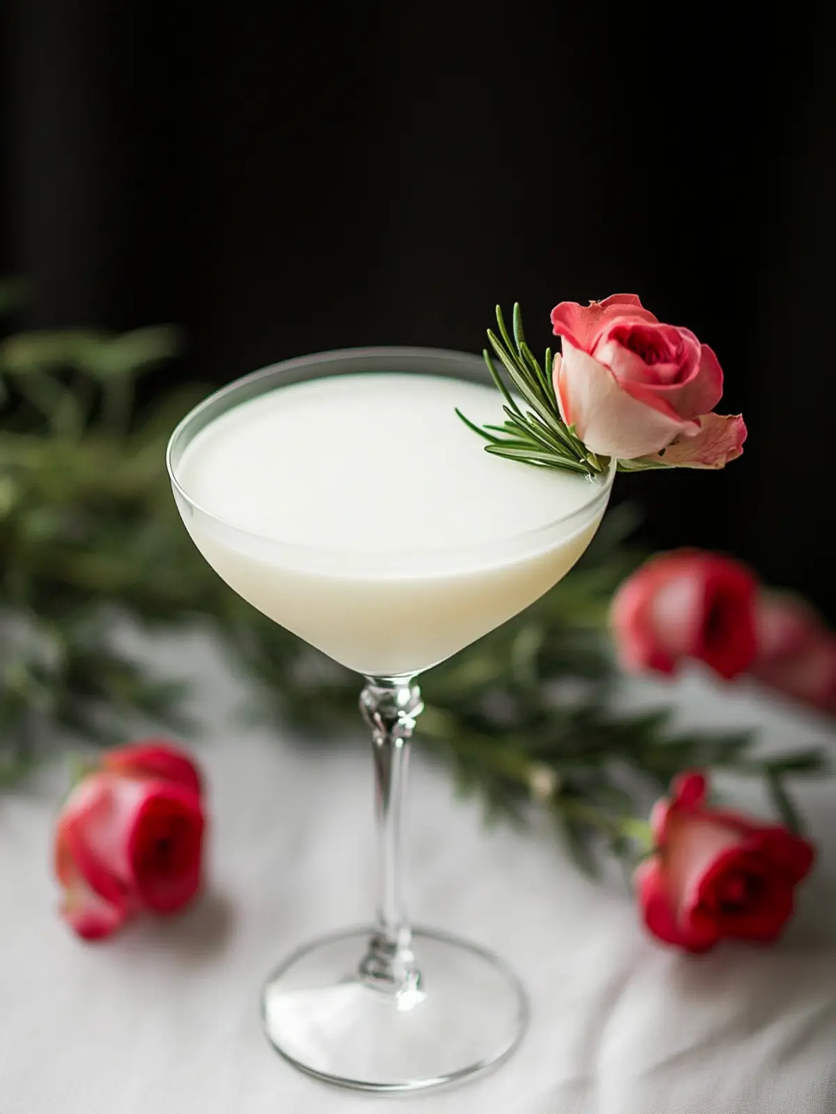 White Rosemary Rose Coconut Cocktail