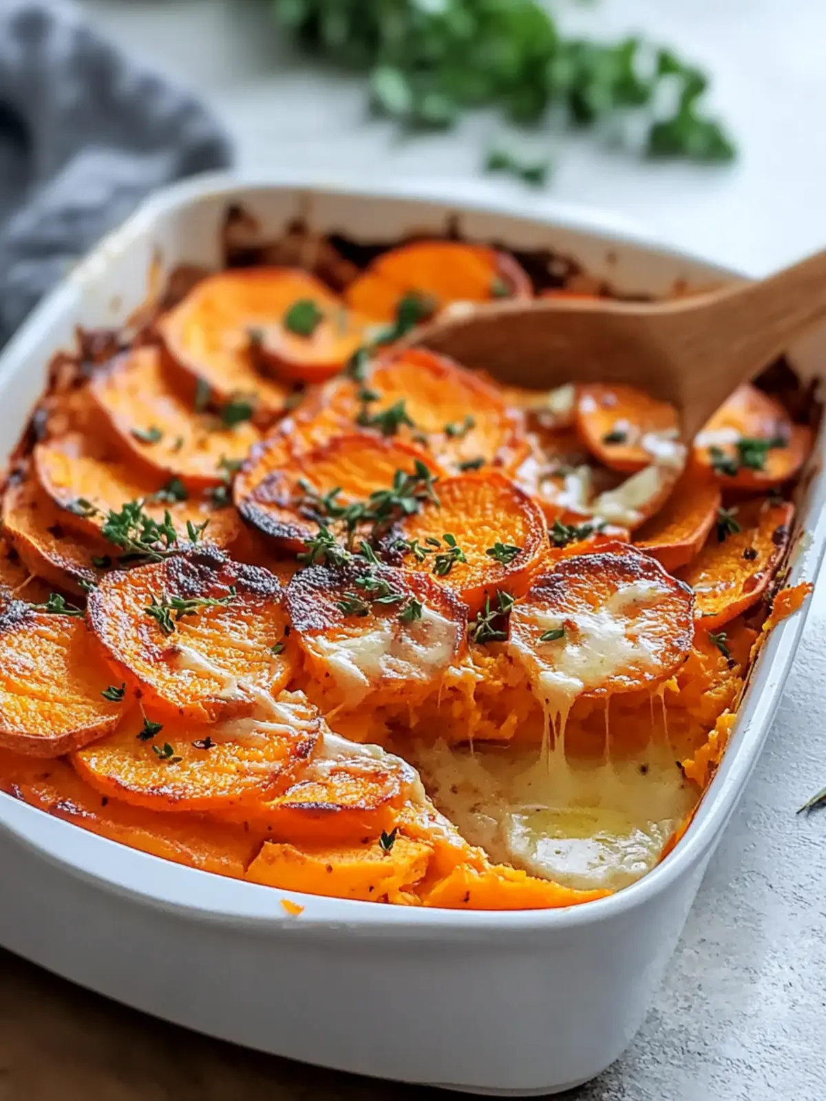 Homemade Garlic Butter Sweet Potato Bake