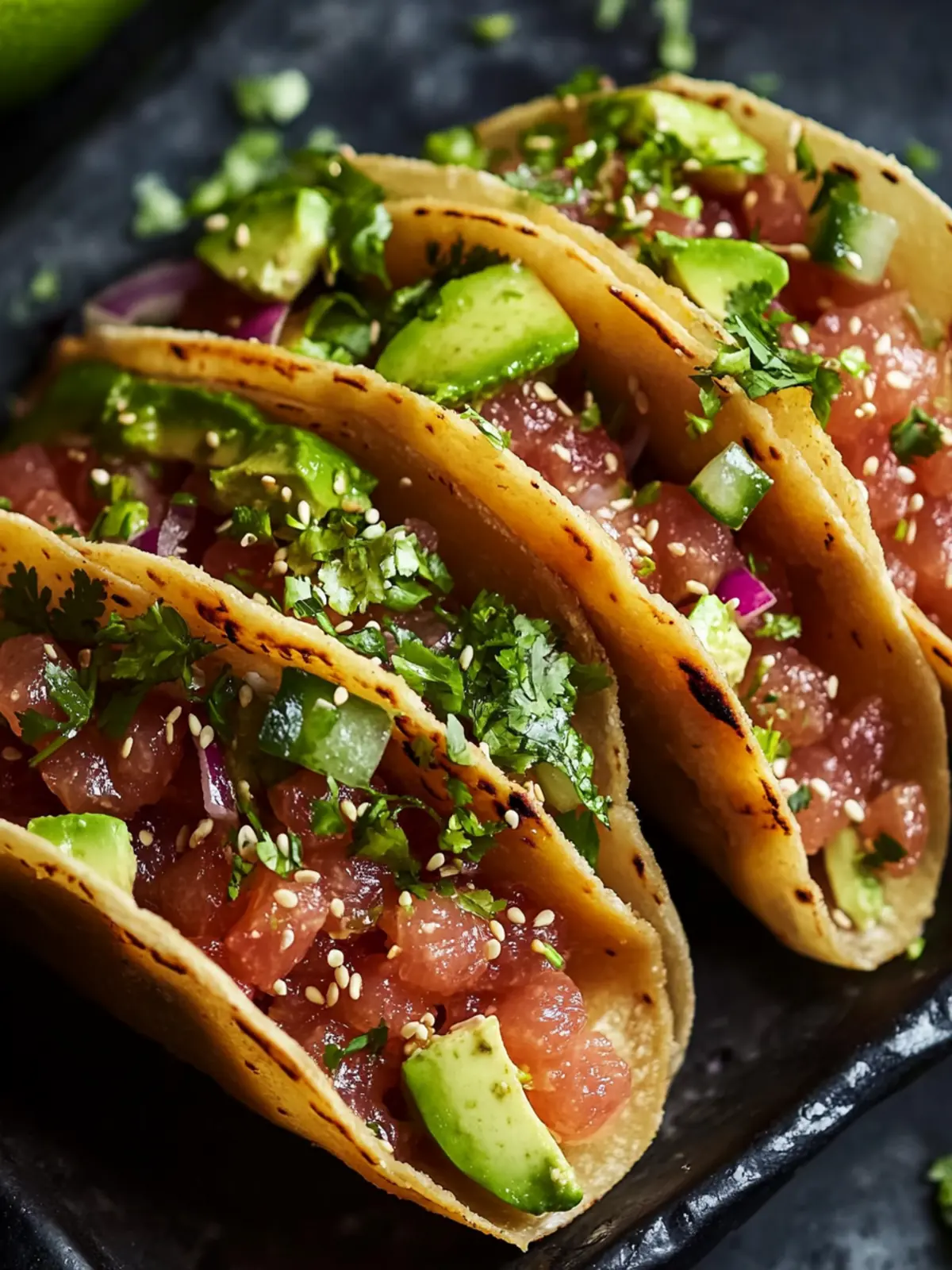 Spicy Tuna Tartare Wonton Tacos