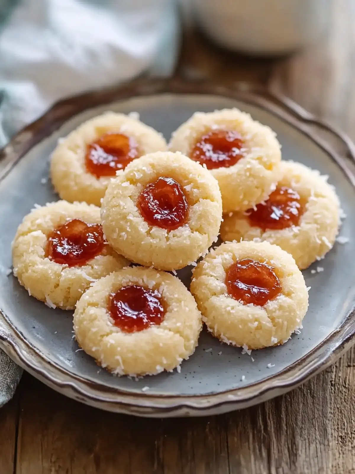 Vanilla Coconut Jam Thumbprint Cookies