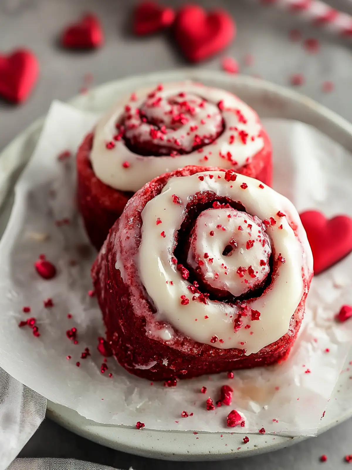 Red Velvet Valentine’s Day Cinnamon Rolls
