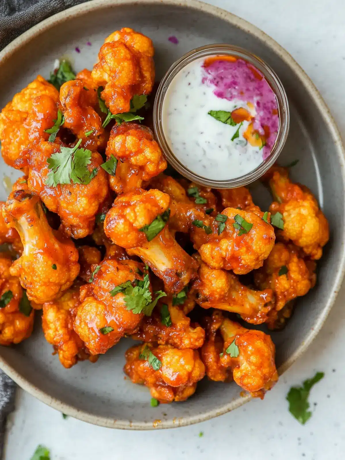 Sweet Spicy Air Fryer Cauliflower Wings with Honey Sriracha 2 Air Fryer Cauliflower Wings with Honey Sriracha
