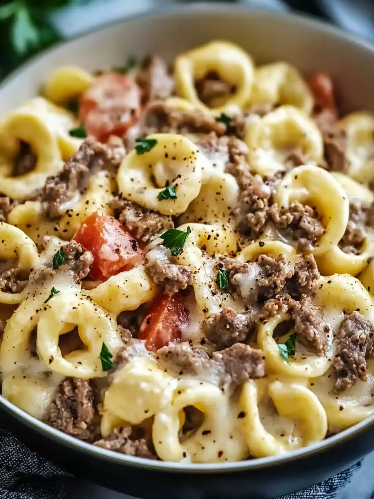 Crock Pot Cheesesteak Tortellini