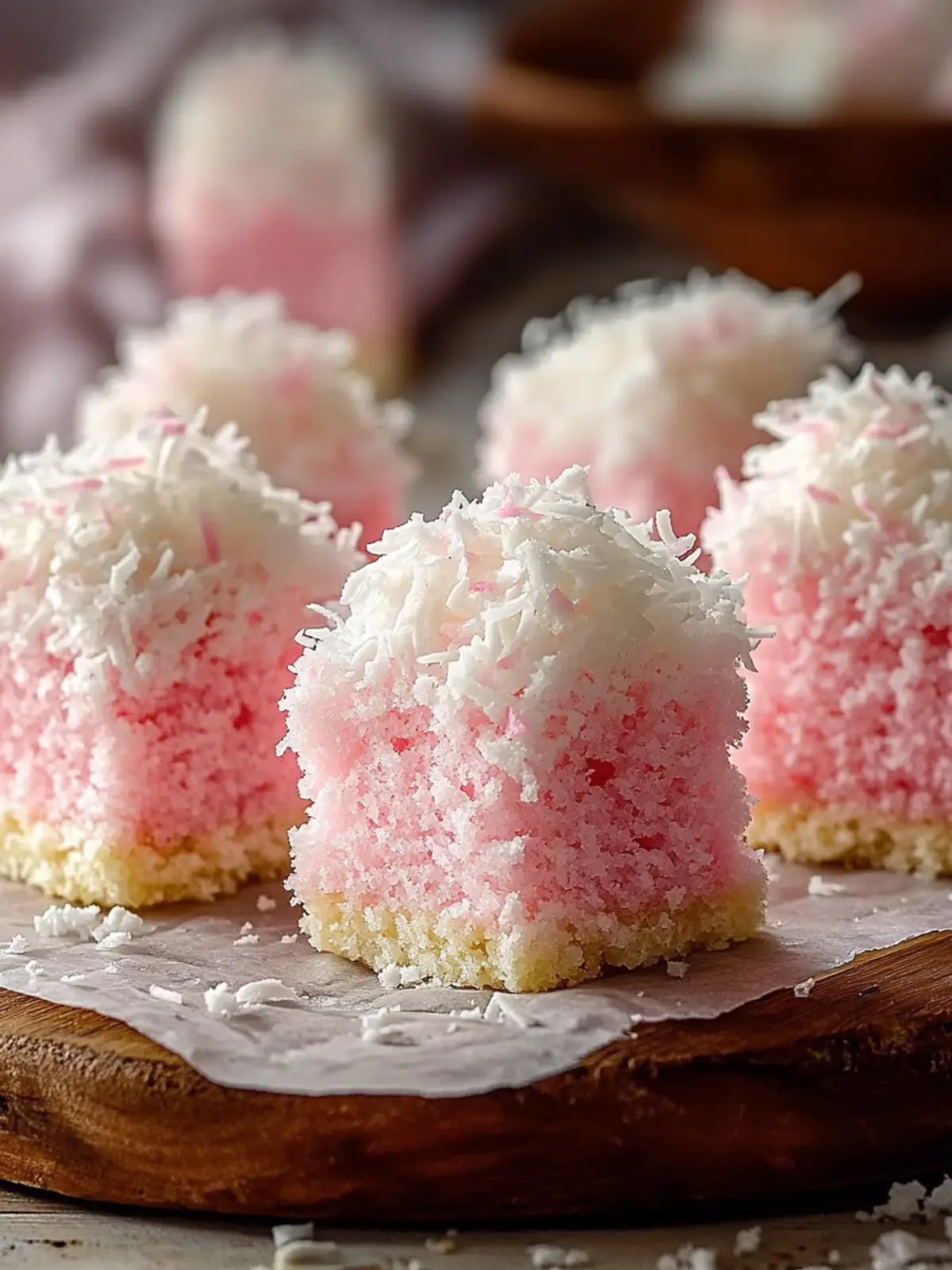 Pink Coconut Snowball Cake Bars