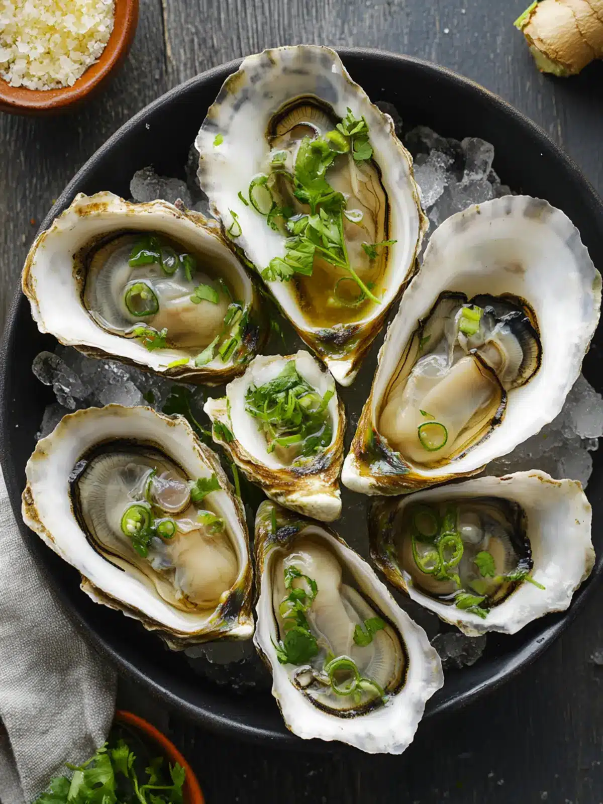 Steamed Oysters with Ginger and Shallots