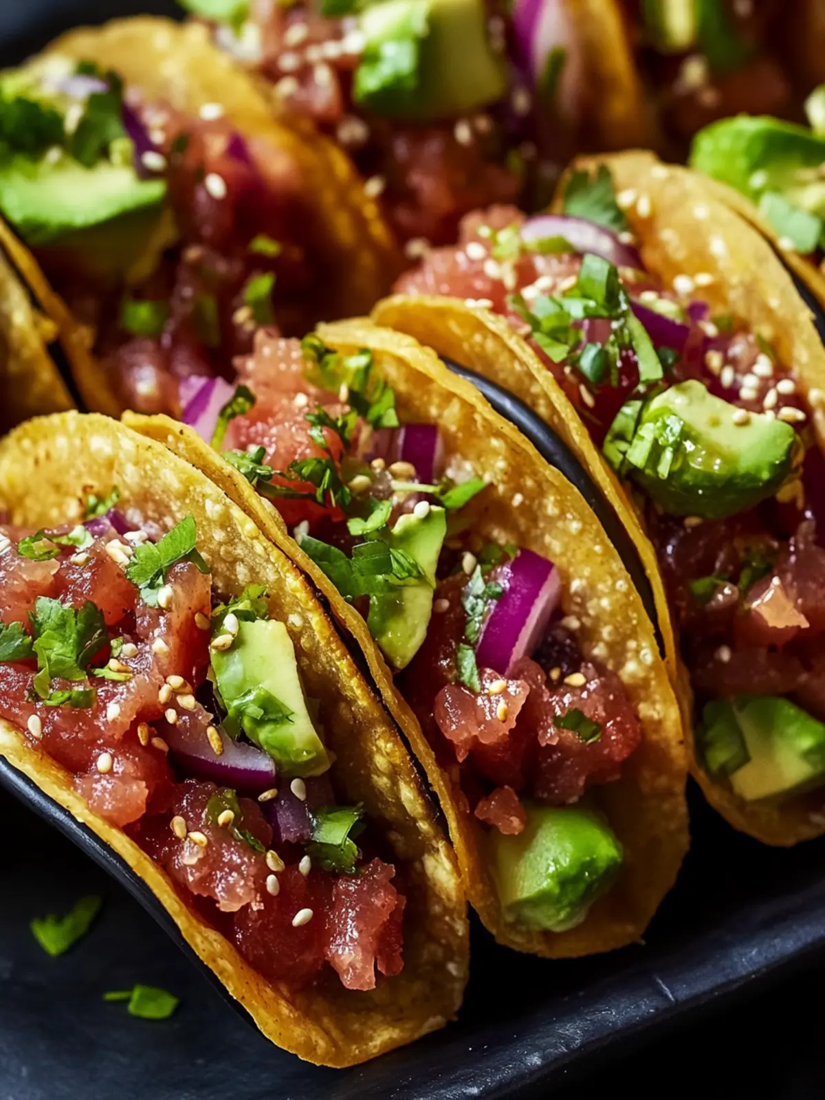 Spicy Tuna Tartare Wonton Tacos