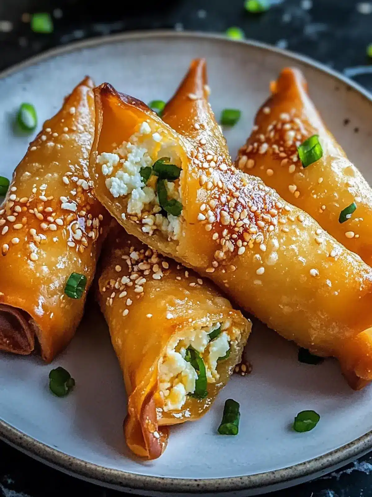 Hot Honey Feta Wonton Rolls