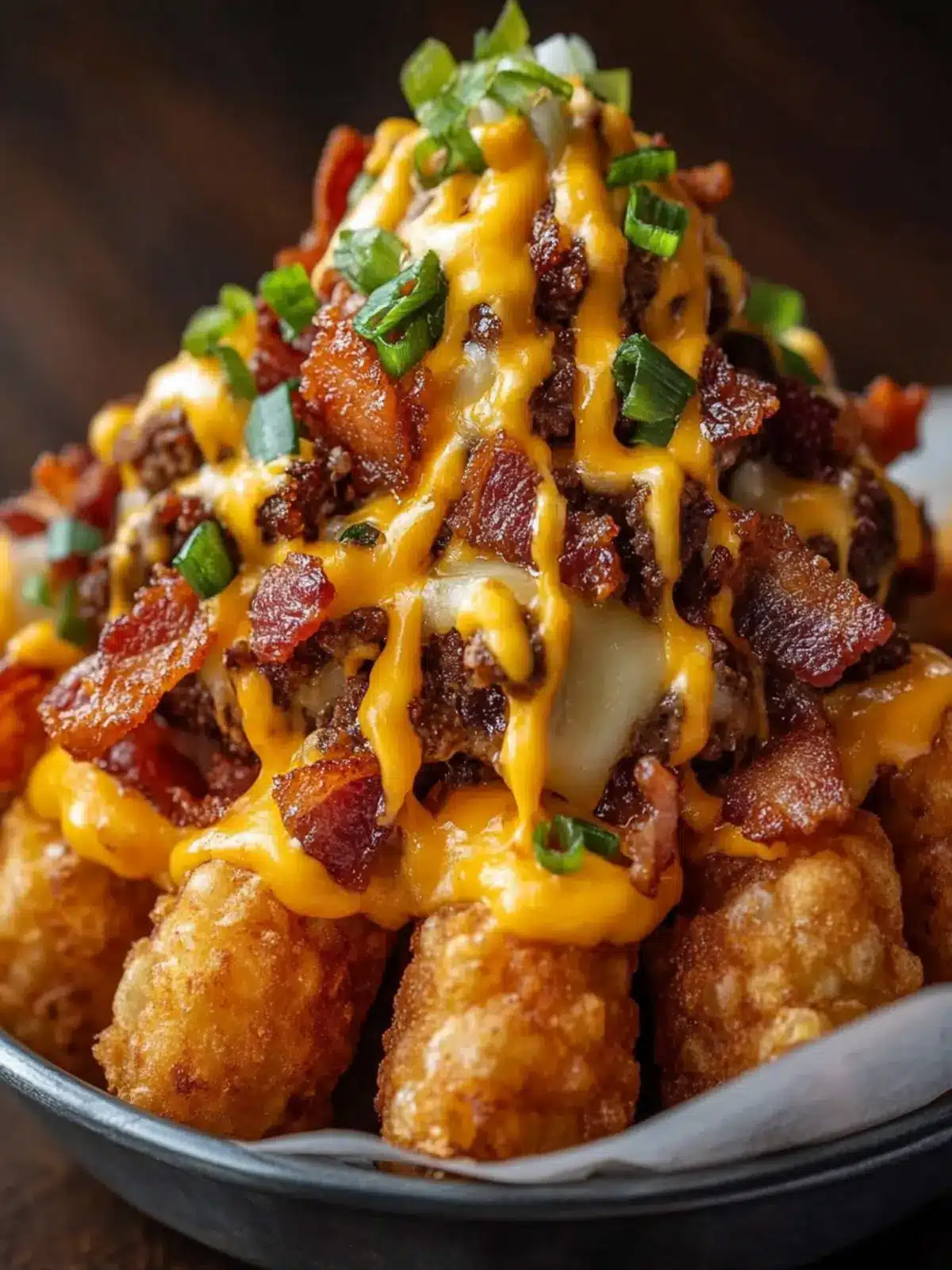 Bacon Cheeseburger Tater Tot Cones