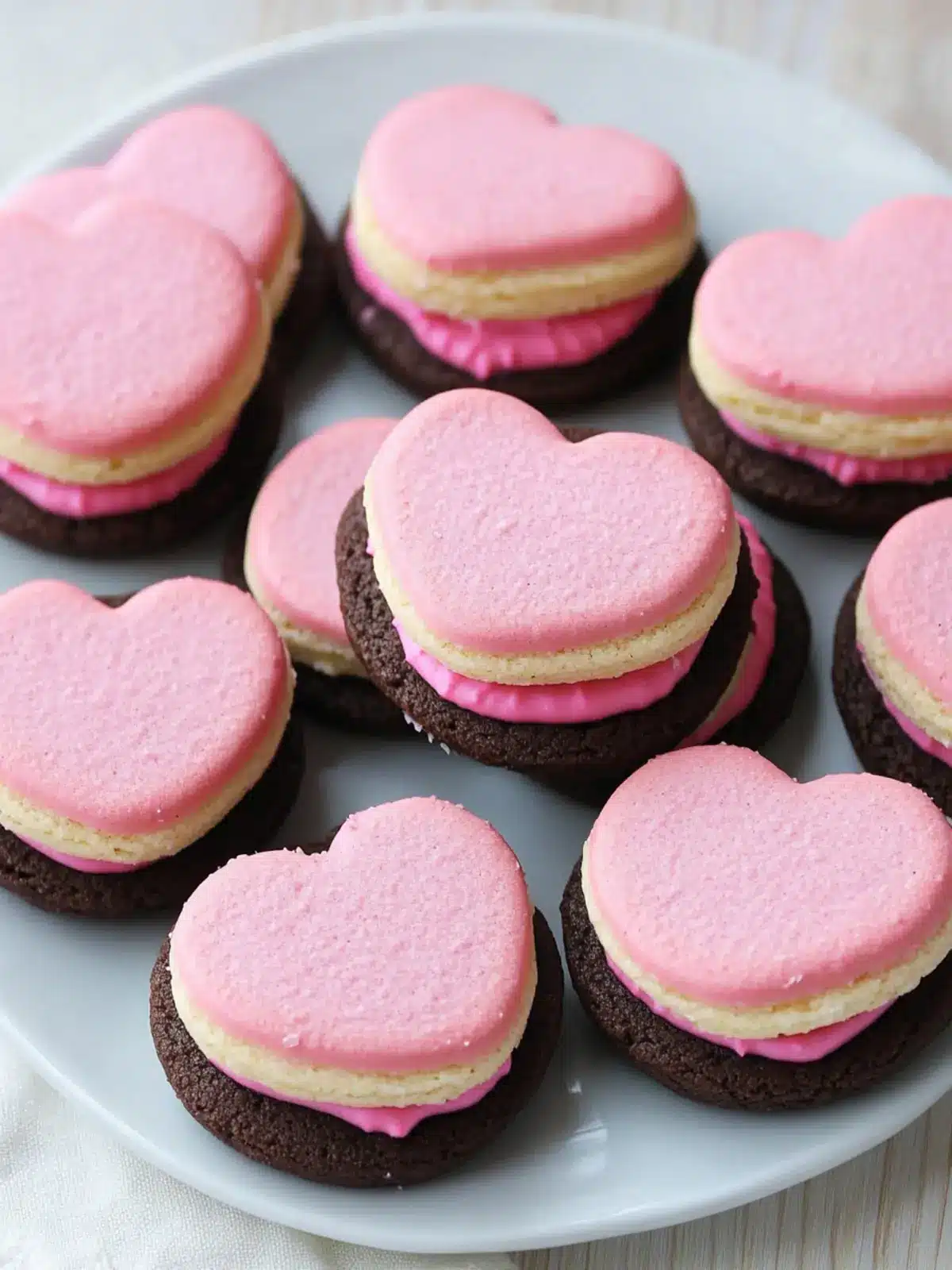 Delicious Valentine Sandwich Cookies with Creamy Pink Frosting 3 Valentine Sandwich Cookies