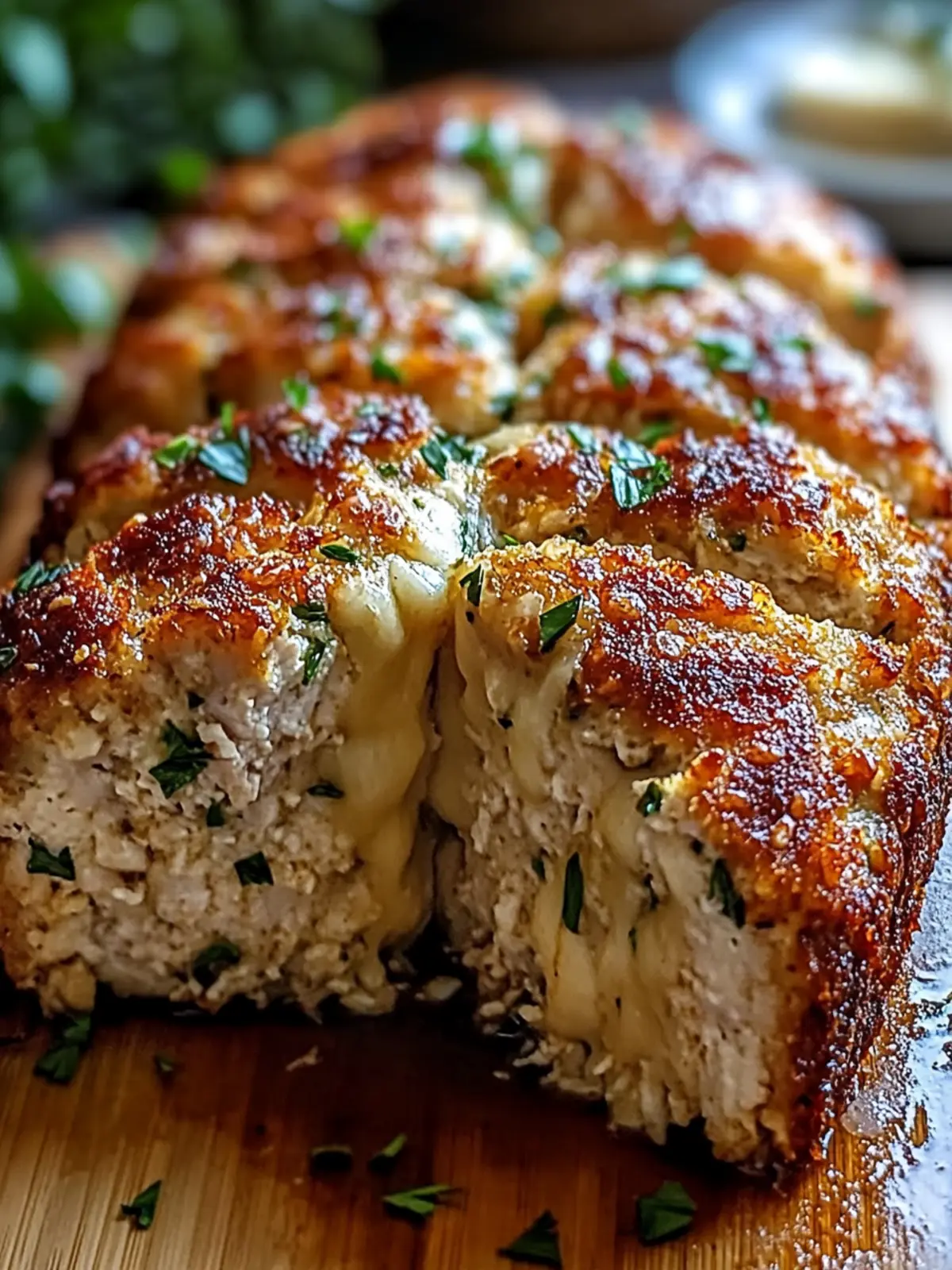 Parmesan Chicken Meatloaf with Gooey Cheese Center