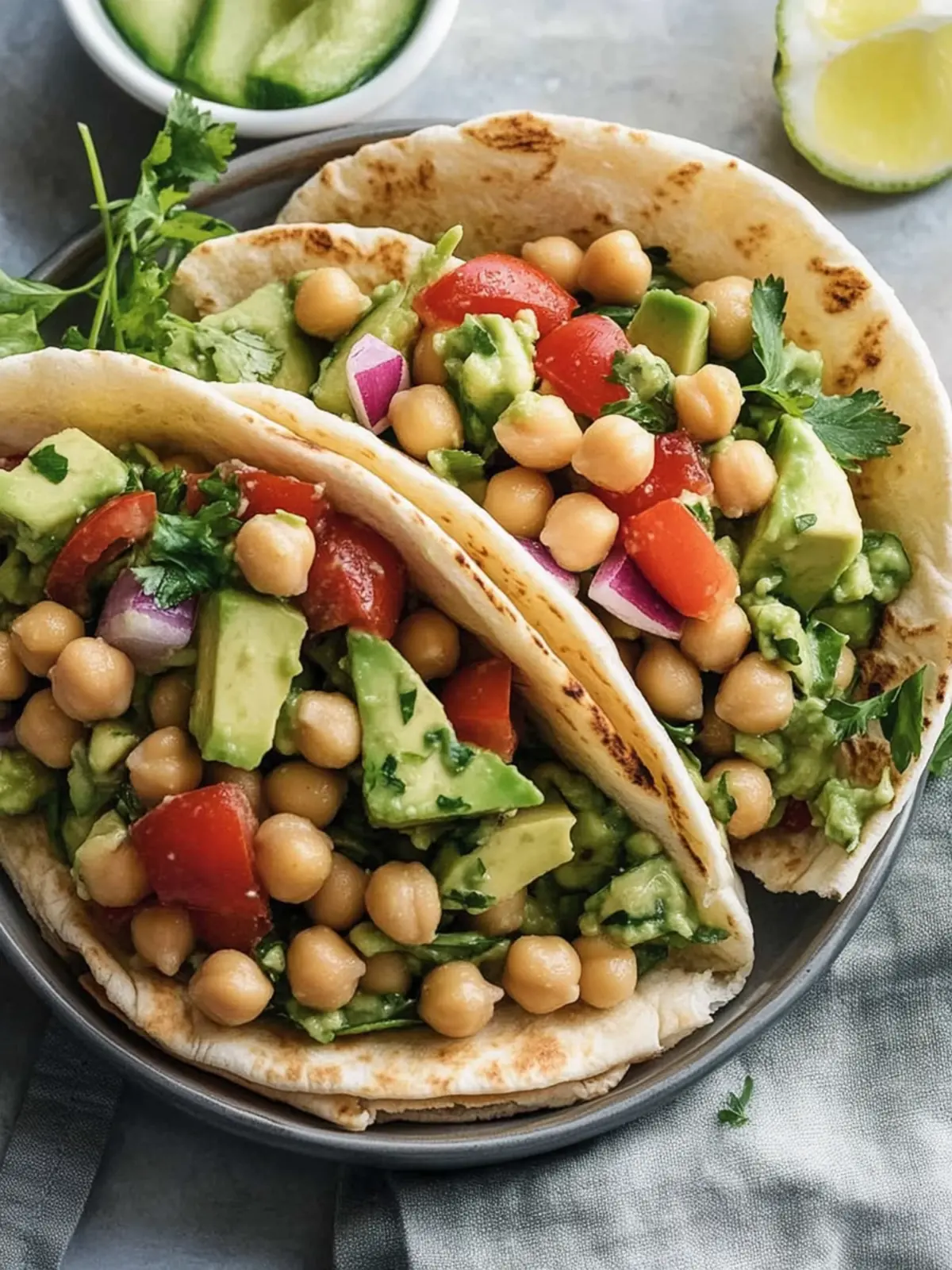 Avocado and Chickpea Salad-Stuffed Pitas