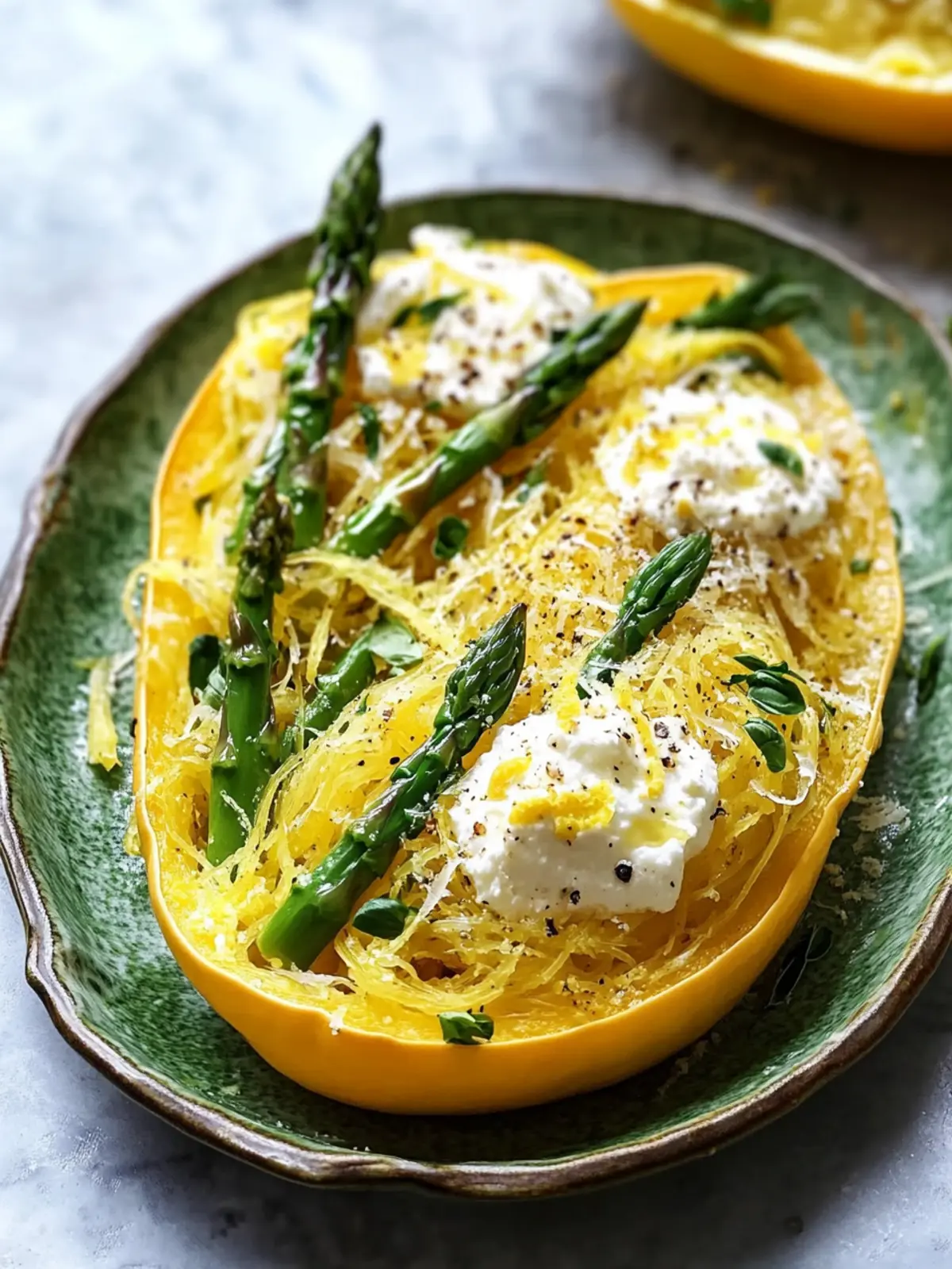 Spaghetti Squash with Asparagus, Ricotta, and Lemon