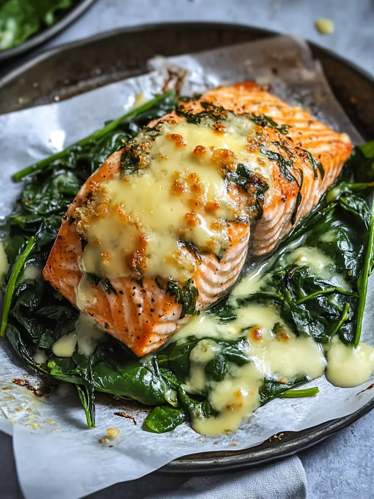 Baked Salmon with Spinach