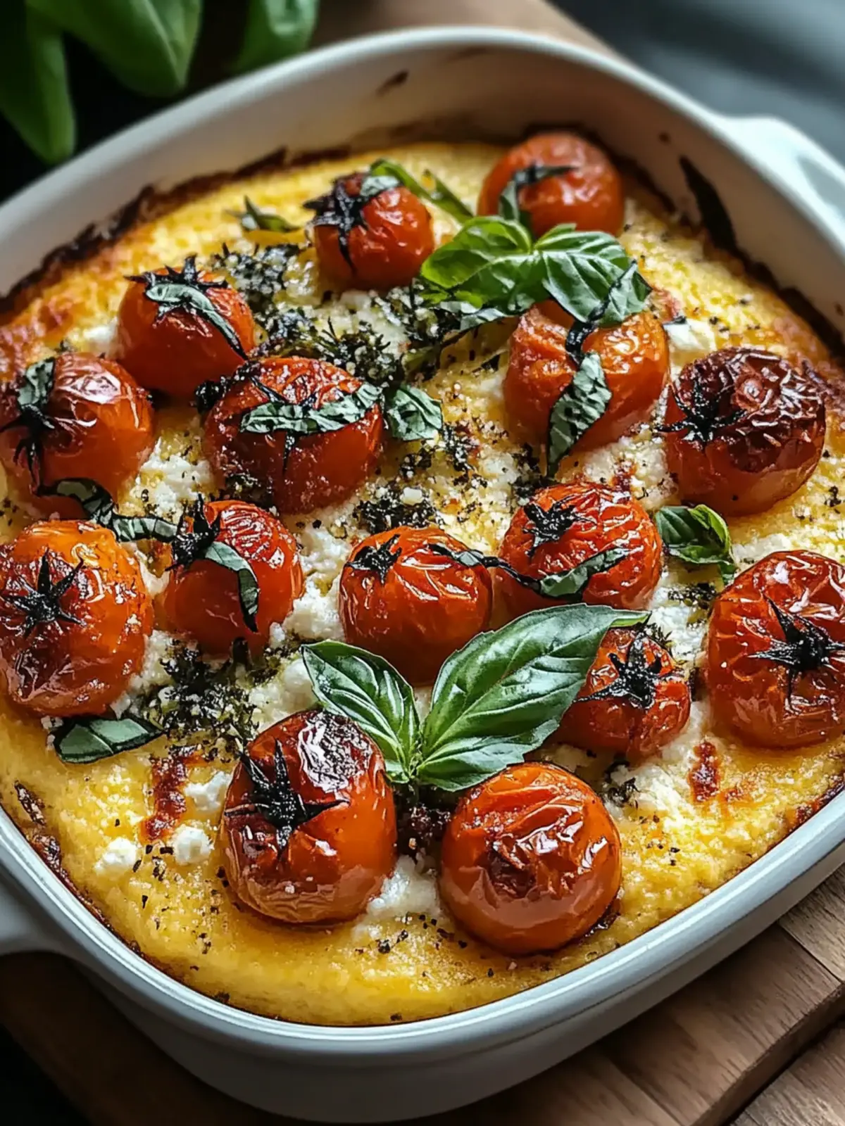 Savory Herbed Polenta Bake with Roasted Tomatoes