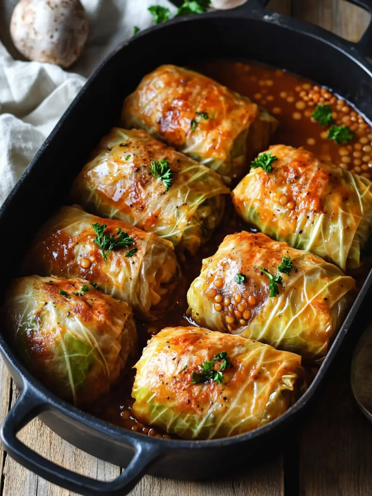 Vegan Cabbage Rolls (Mushrooms, Lentils)