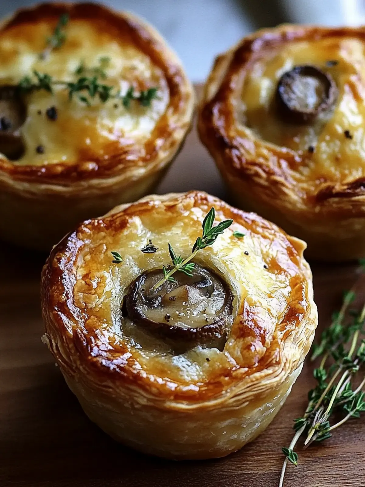 Mini Mushroom Gruyère Pot Pies with Thyme