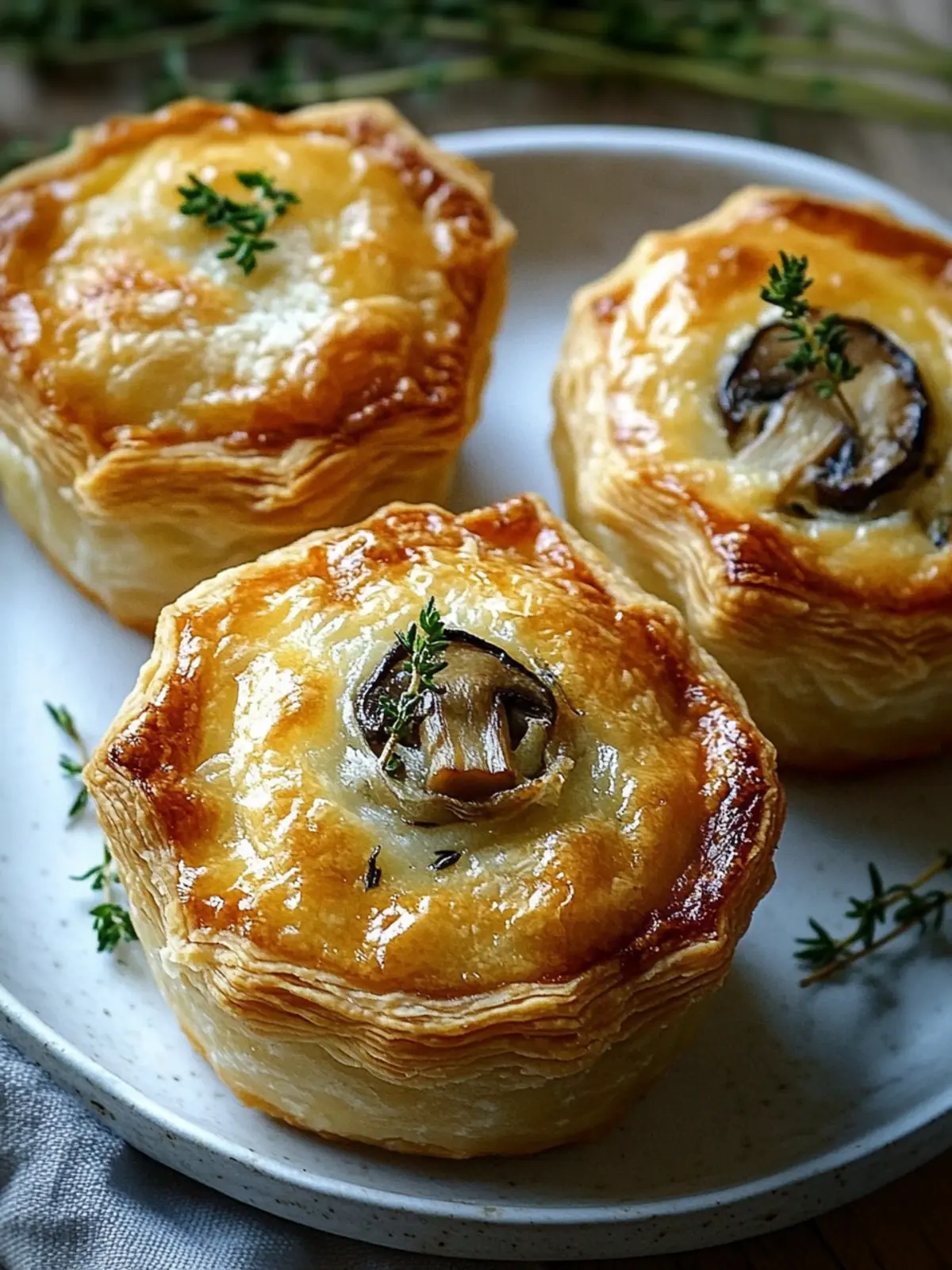 Mini Mushroom Gruyère Pot Pies with Thyme