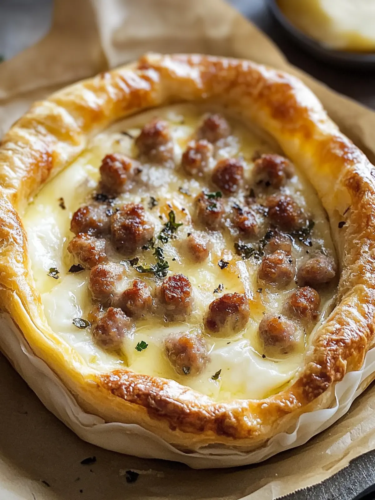 Sausage Baked Brie Appetizer