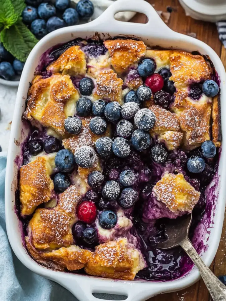 Blueberry Cream Cheese French Toast Casserole