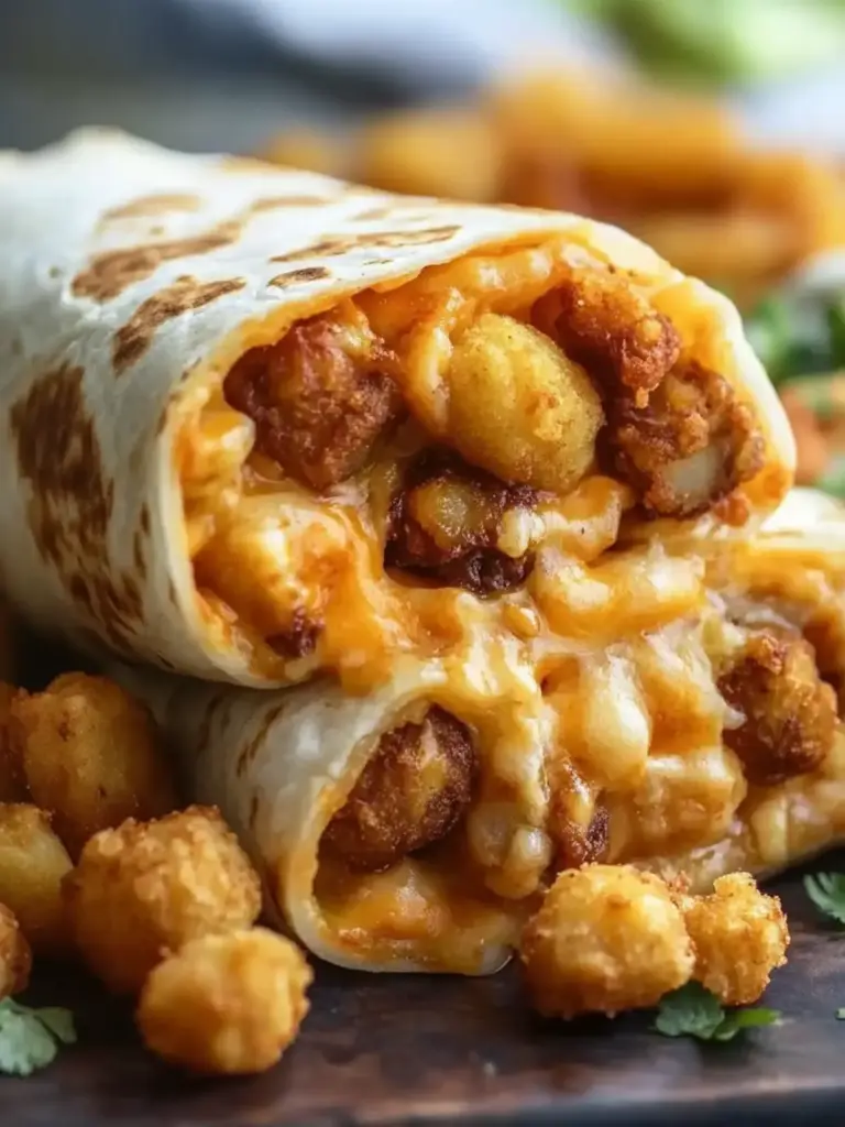 Cheesy Potato Burritos with Crispy Tater Tots