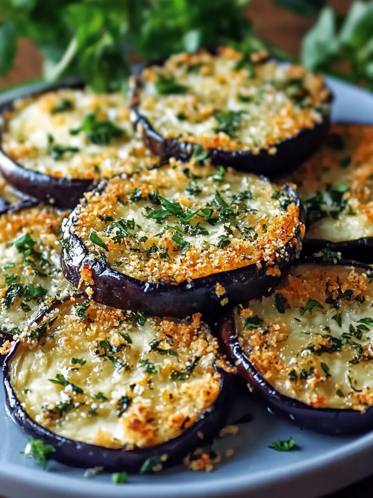 Garlic Herb Crusted Eggplant Slices