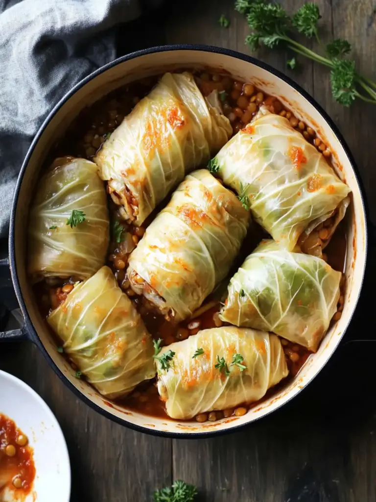 Vegan Cabbage Rolls (Mushrooms, Lentils)