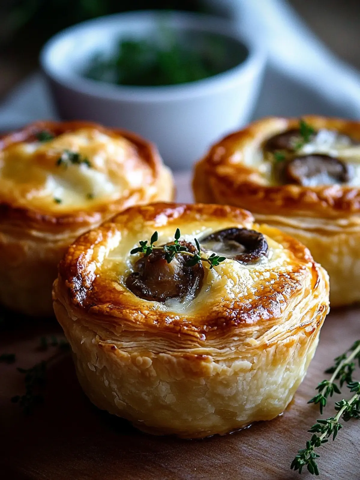 Mini Mushroom Gruyère Pot Pies with Thyme