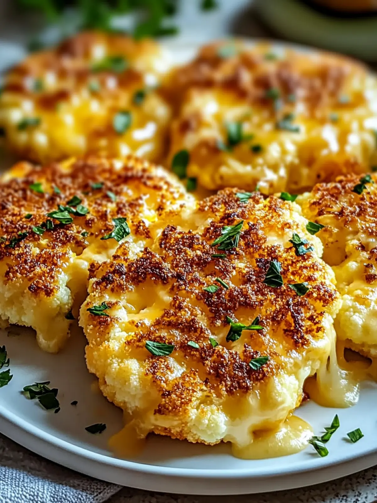 Golden Crusted Cheesy Cauliflower Steaks