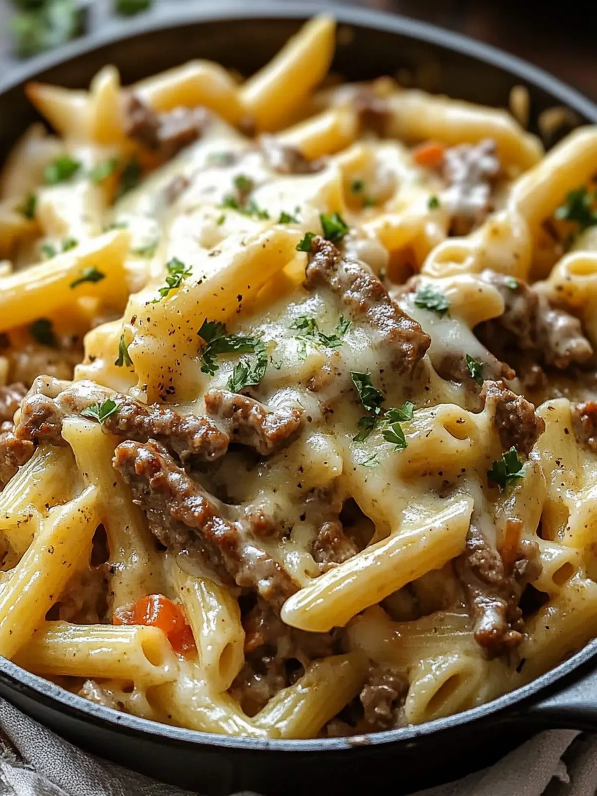 Philly Cheesesteak Pasta Skillet Recipe
