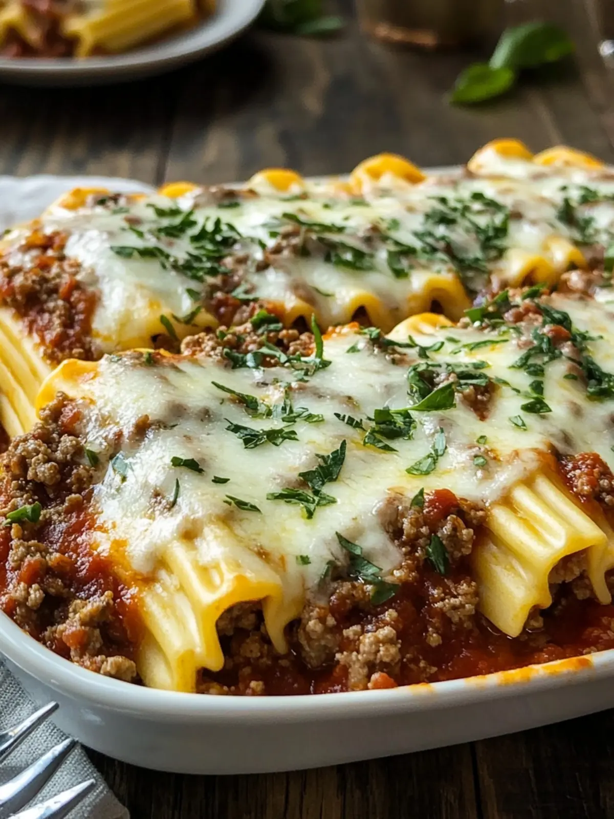 Stuffed Manicotti with Meat Sauce