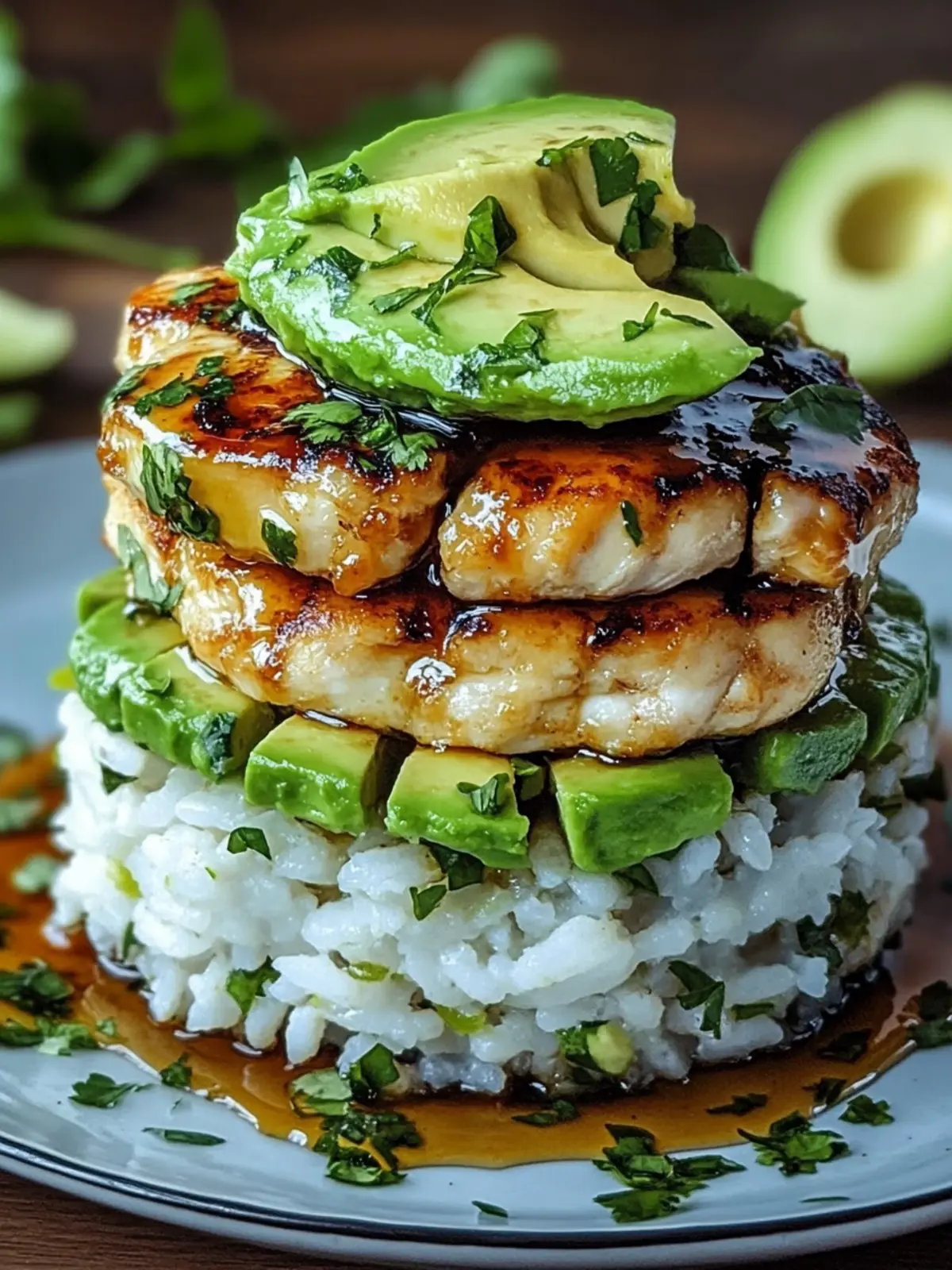 Tangy Honey Lime Chicken & Avocado Rice Stack That Delights